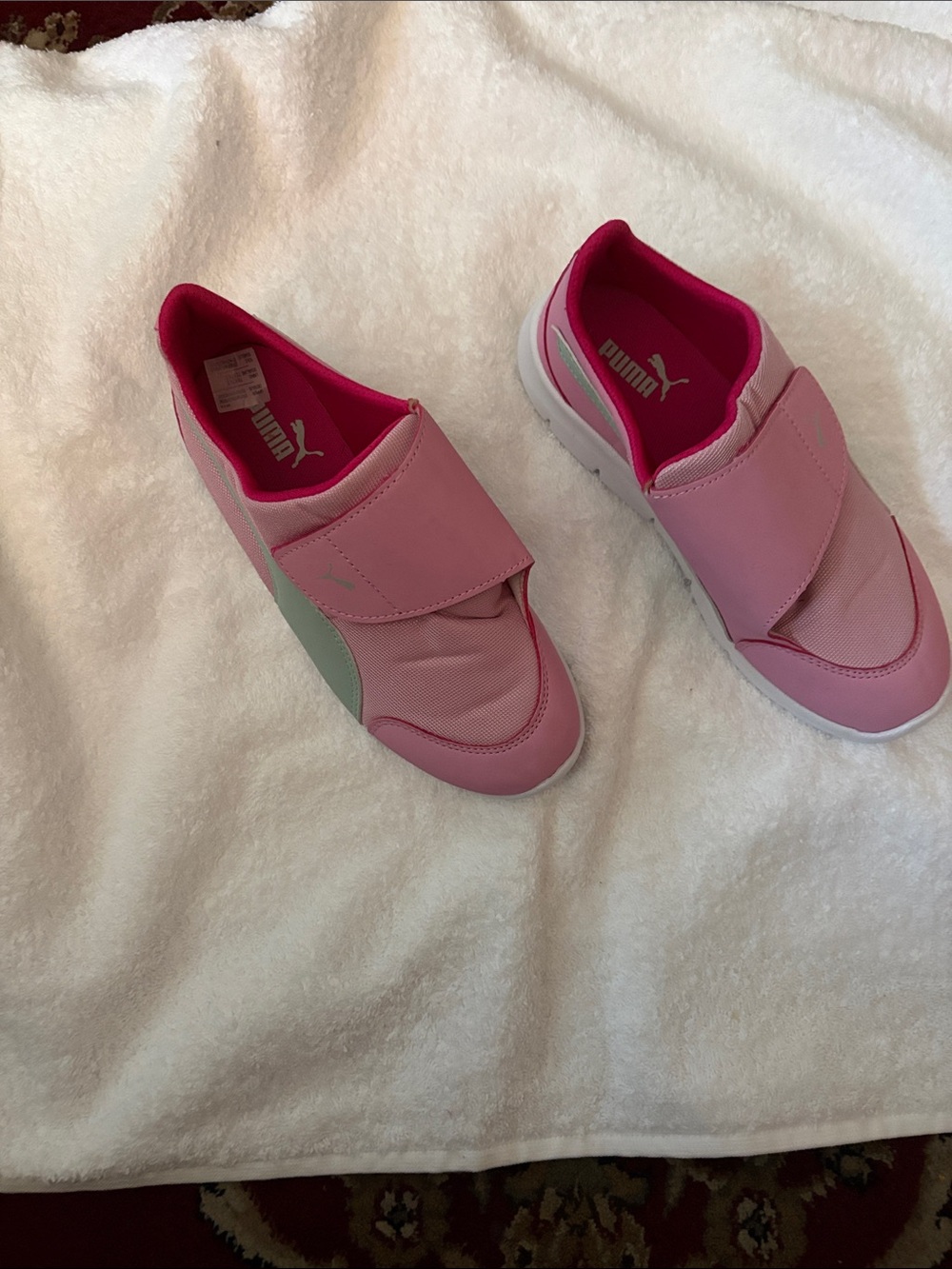 Puma kids Pink Athletic Slip-On Sneakers with Mint Accent